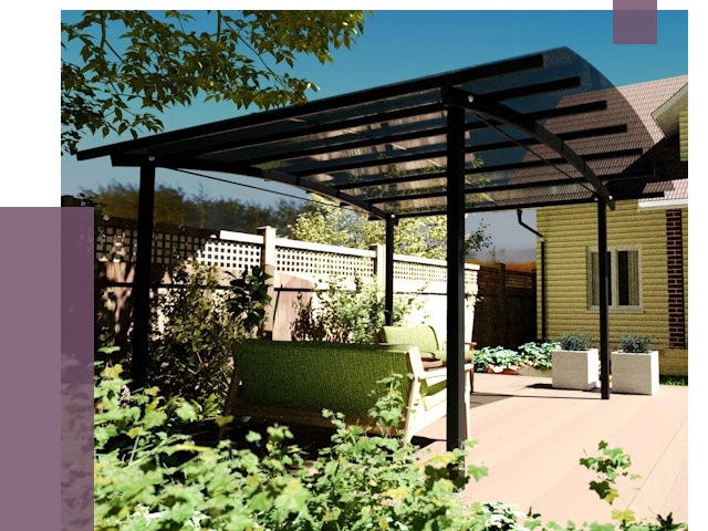 Навесы для террасы в Пугачёве от 12954 руб. под ключ | ПРОЛЁТ-Пгч